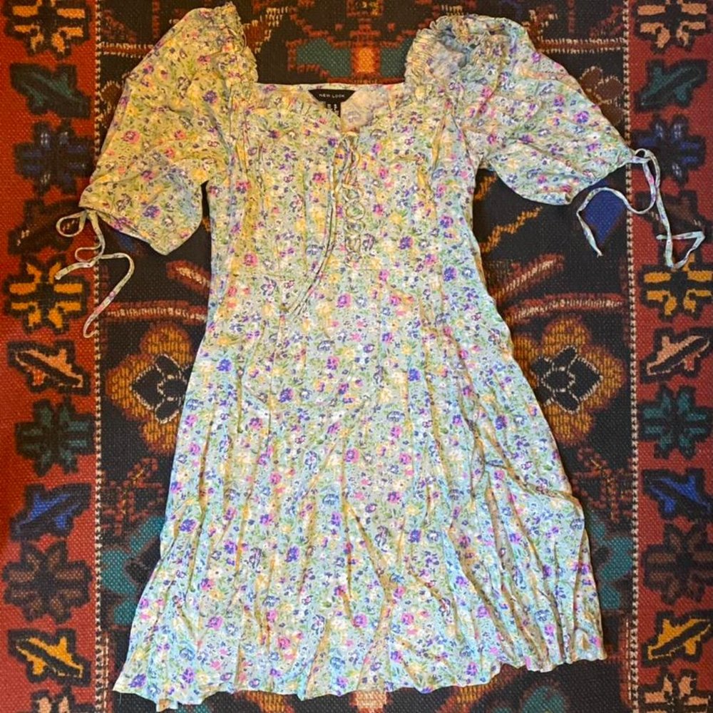 New Look Women's Blue and Pink Dress